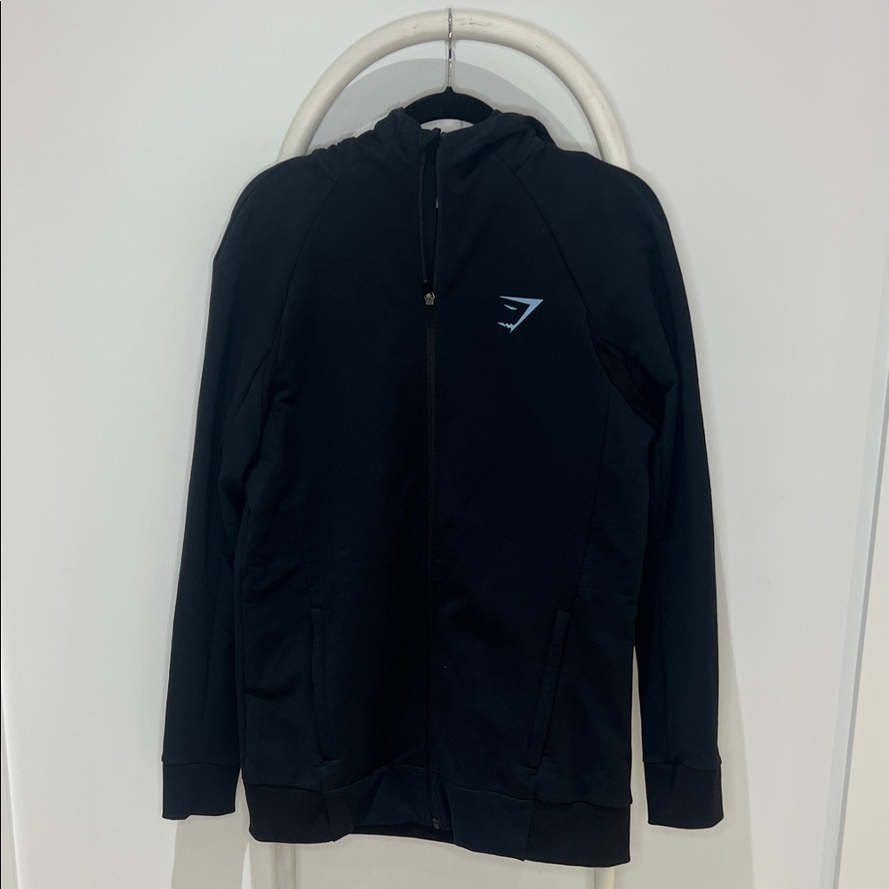Gymshark Black Hooded Zip Jacket with Small Logo